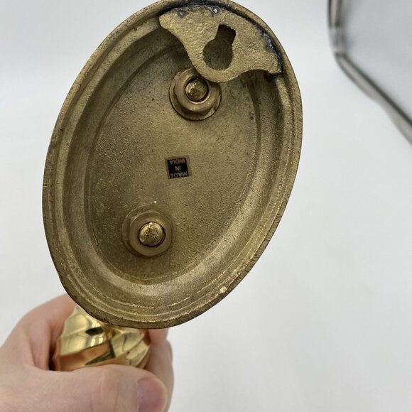 Vintage Brass Candle Sconce Plaque Decor Pair Set 2 Spindle Candlestick Gold MCM - Picture 7 of 7